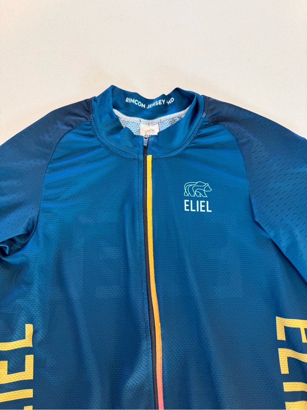 Eliel Rincon Men's Cycling Jersey Blue Short Sleeve Full Zip Pockets Size Medium - Picture 3 of 14